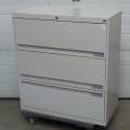 Beige 3 Drawer Lateral File Cabinet, Dual Flip, Scratch